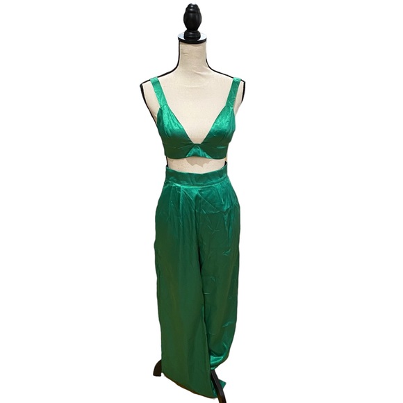 Other - Silky Crop Top and Wide Leg Pants Set